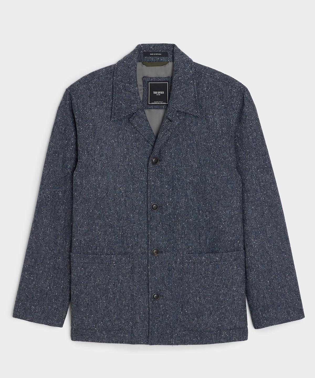 Italian Wool Herringbone Chore Coat - Steel Blue