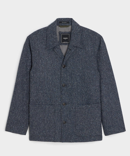 Italian Wool Herringbone Chore Coat - Steel Blue