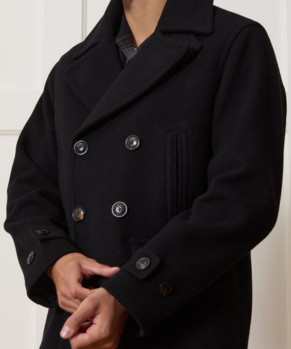 Italian Wool-Cashmere Peacoat - Black