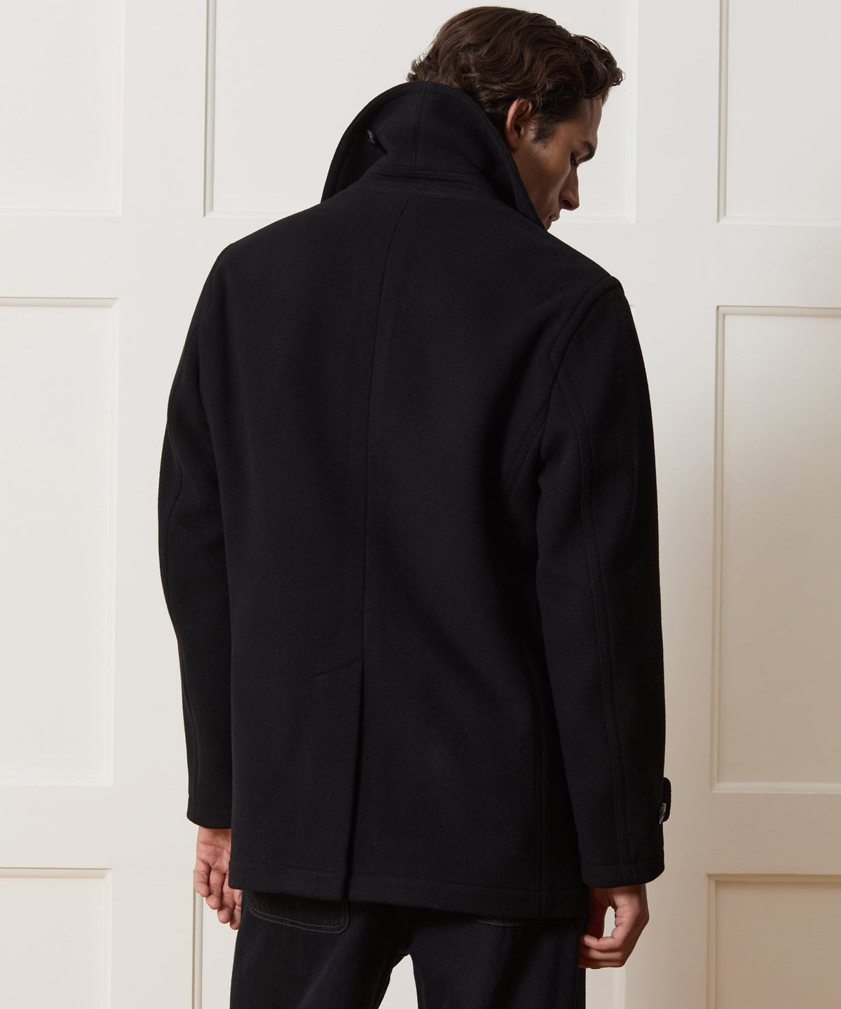 Italian Wool-Cashmere Peacoat - Black