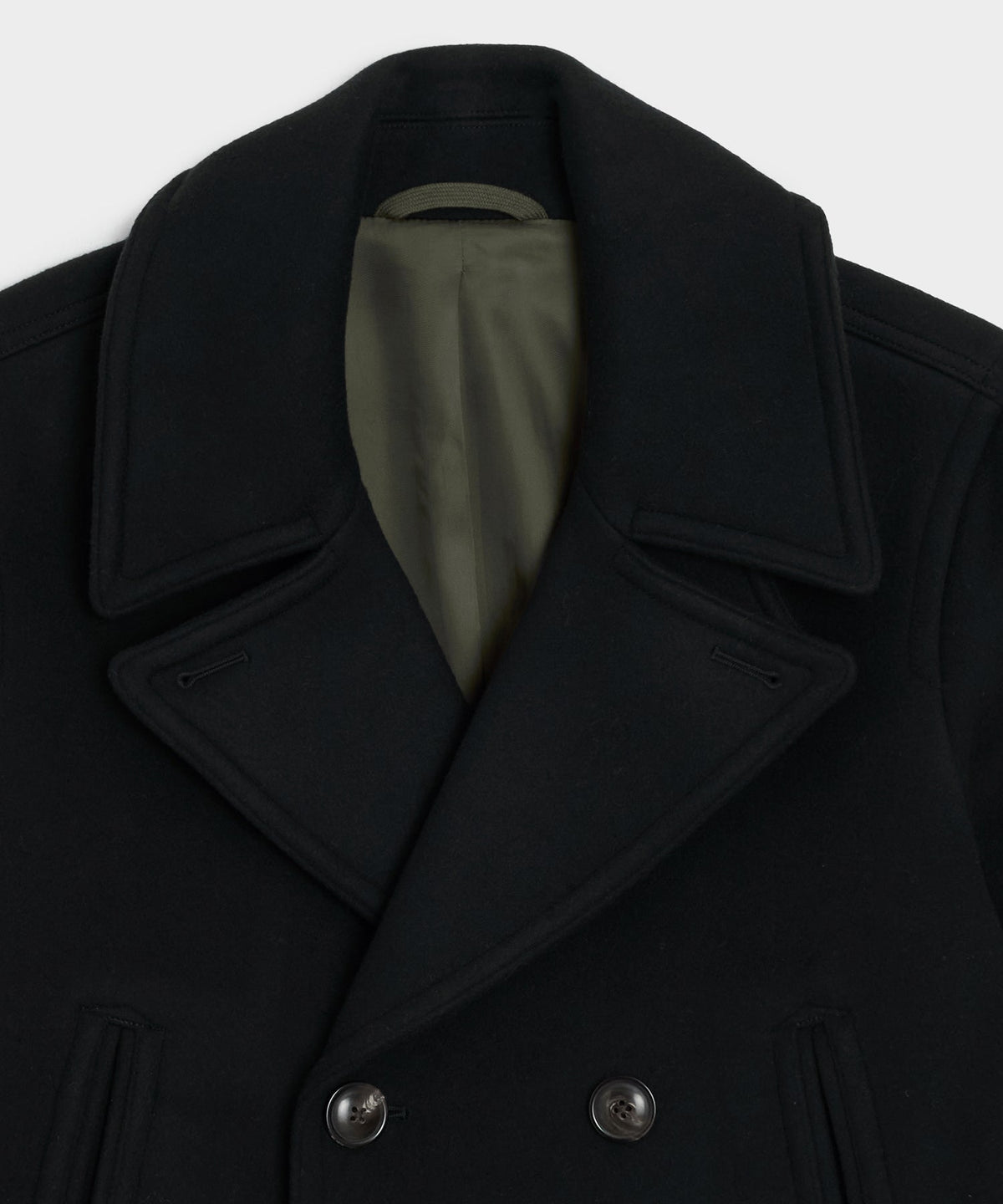 Italian Wool-Cashmere Peacoat - Black