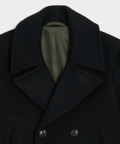 Italian Wool-Cashmere Peacoat - Black