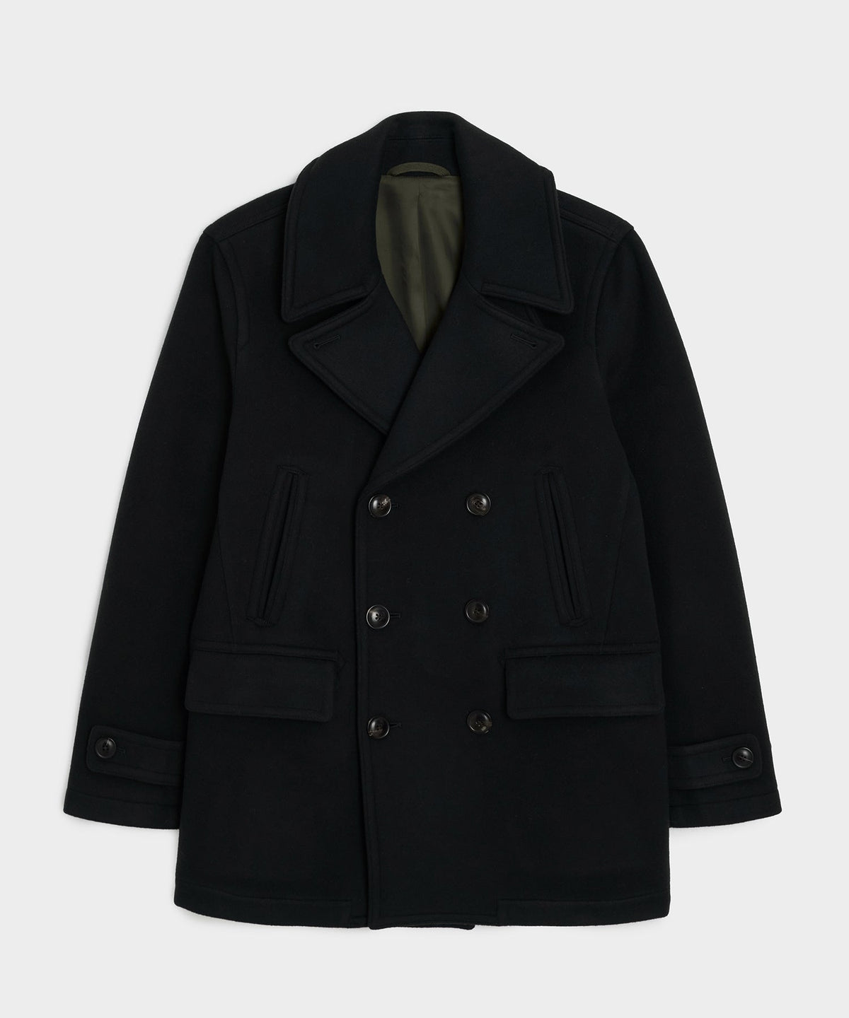 Italian Wool-Cashmere Peacoat - Black
