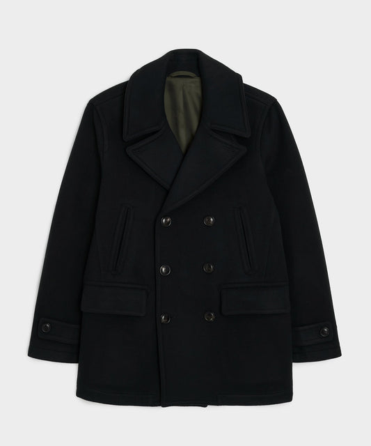 Italian Wool-Cashmere Peacoat - Black