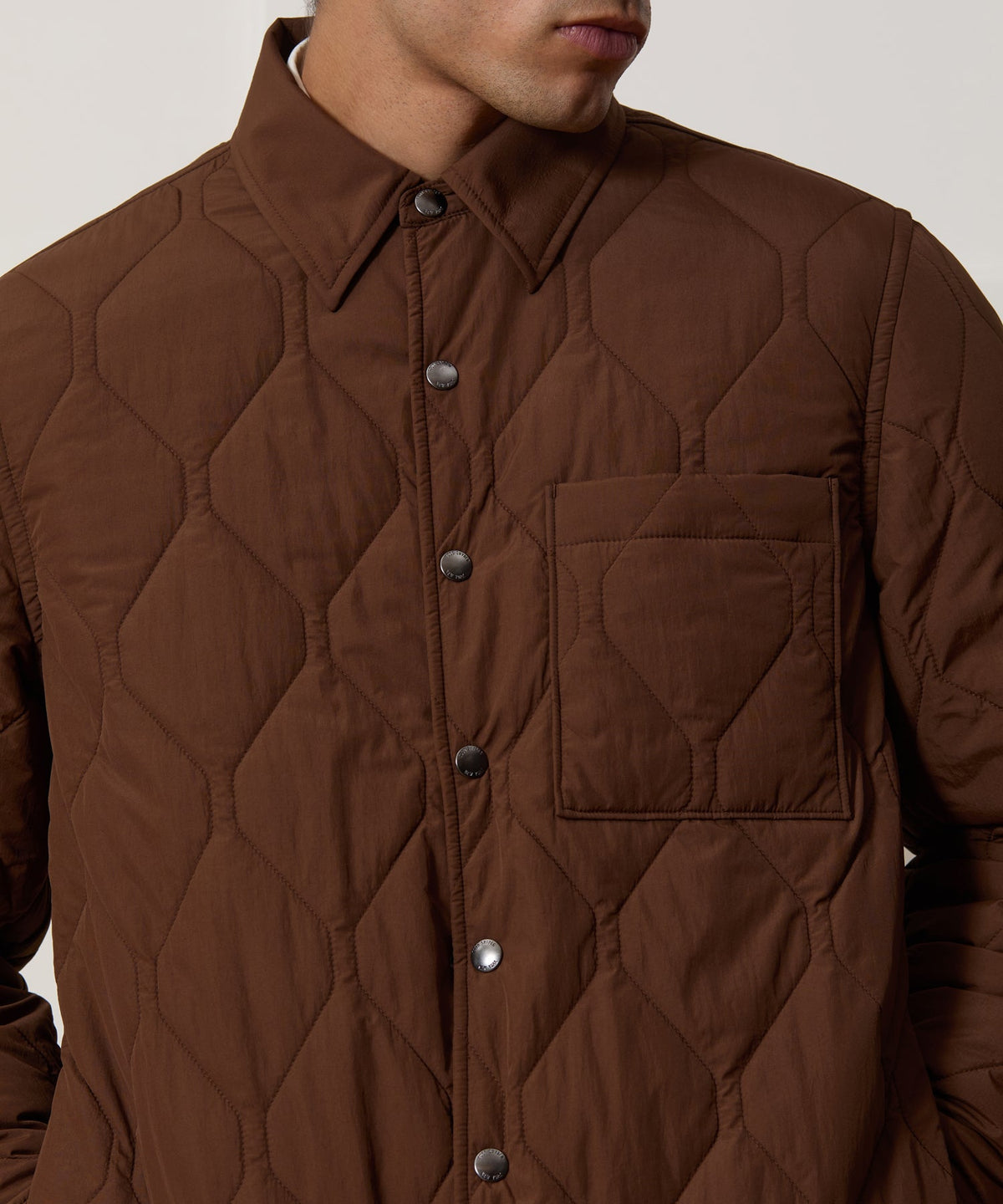 Quilted Filled Shirt Jacket - Brown
