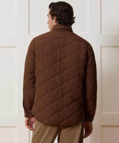 Quilted Filled Shirt Jacket - Brown