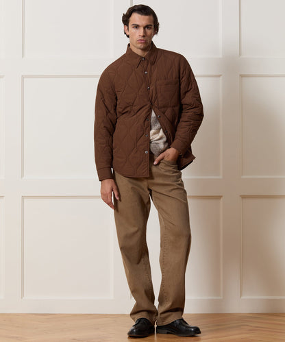Quilted Filled Shirt Jacket - Brown