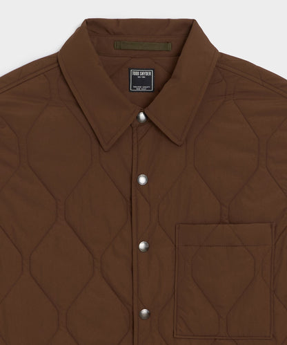 Quilted Filled Shirt Jacket - Brown