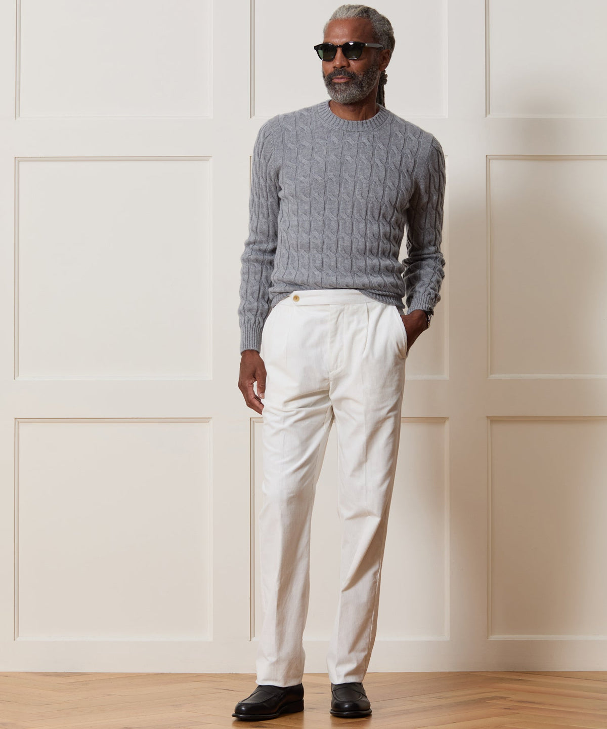 Italian Corduroy Side Tab Trouser - Birch