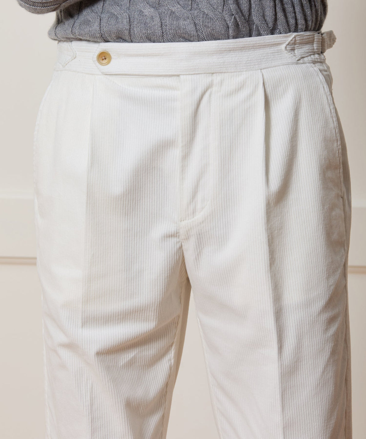 Italian Corduroy Side Tab Trouser - Birch