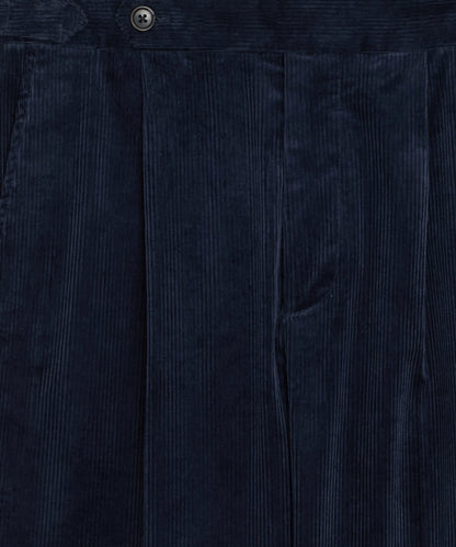 Italian Corduroy Side Tab Trouser - Navy
