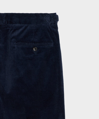 Italian Corduroy Side Tab Trouser - Navy