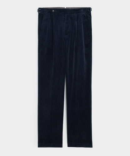 Italian Corduroy Side Tab Trouser - Navy