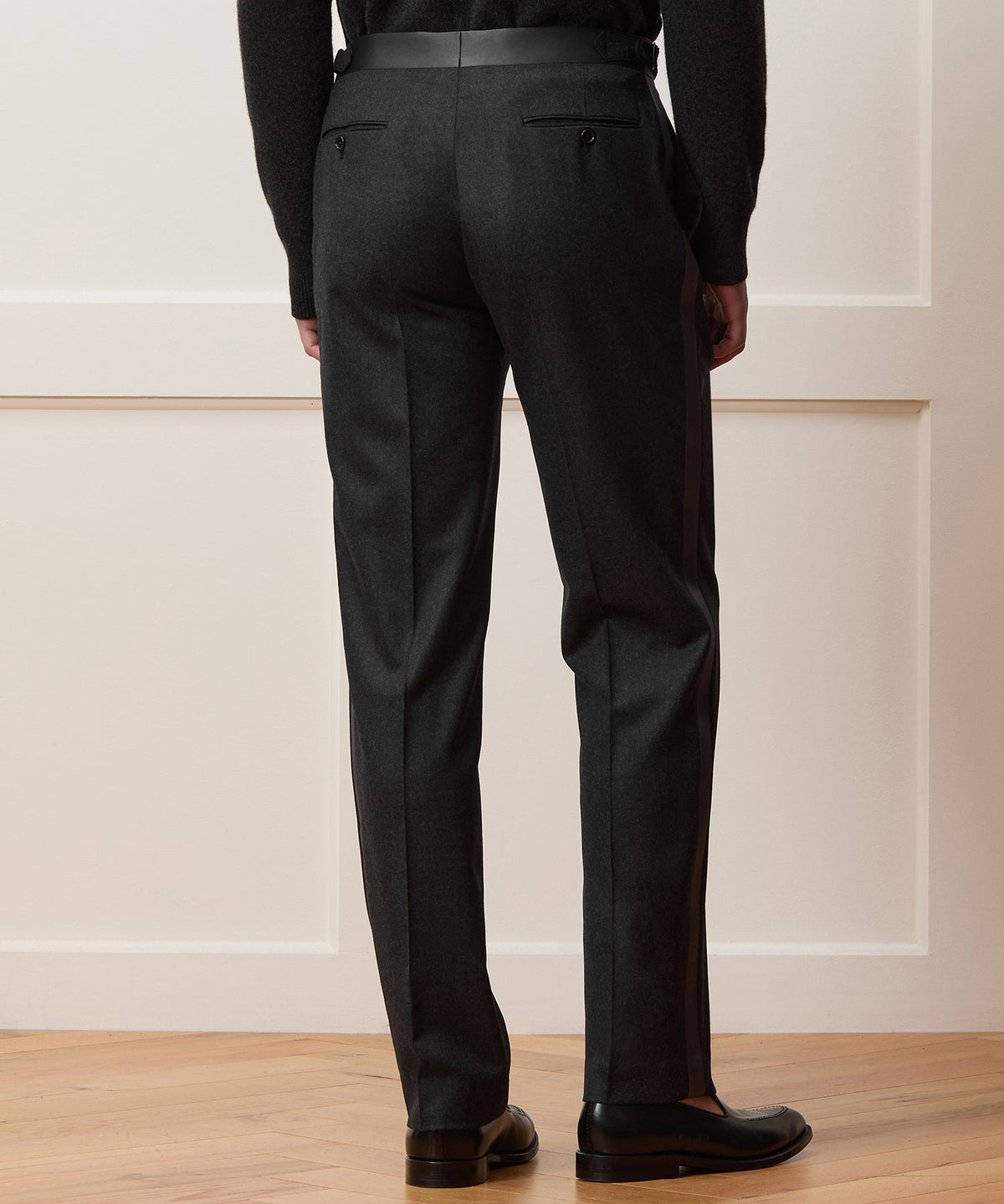 Italian Flannel Tuxedo Trouser - Charcoal