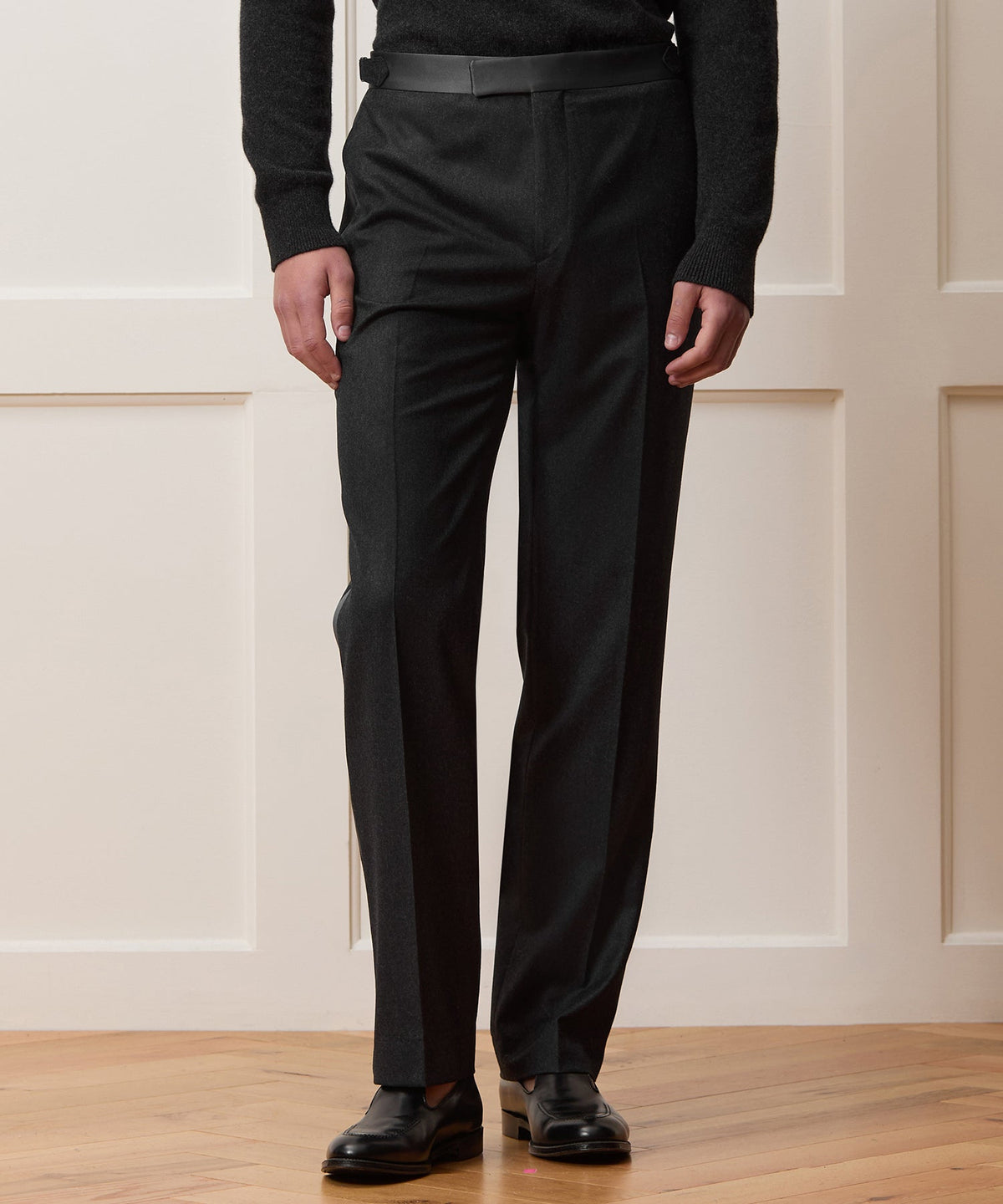Italian Flannel Tuxedo Trouser - Charcoal