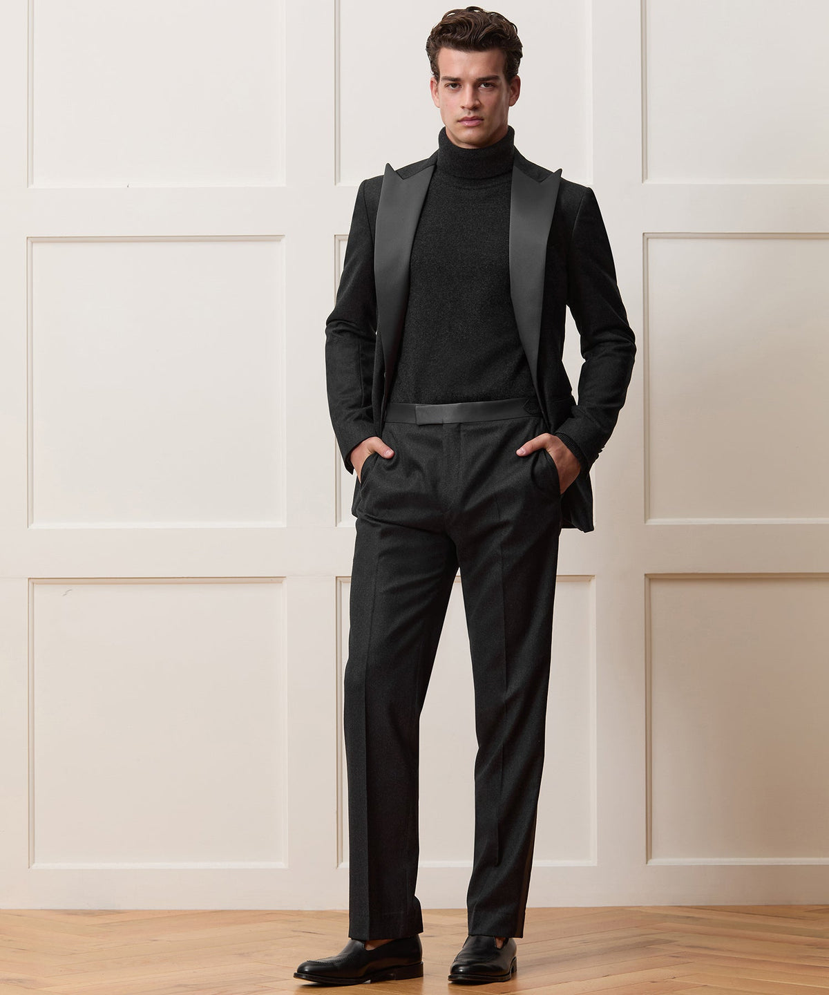 Italian Flannel Tuxedo Trouser - Charcoal