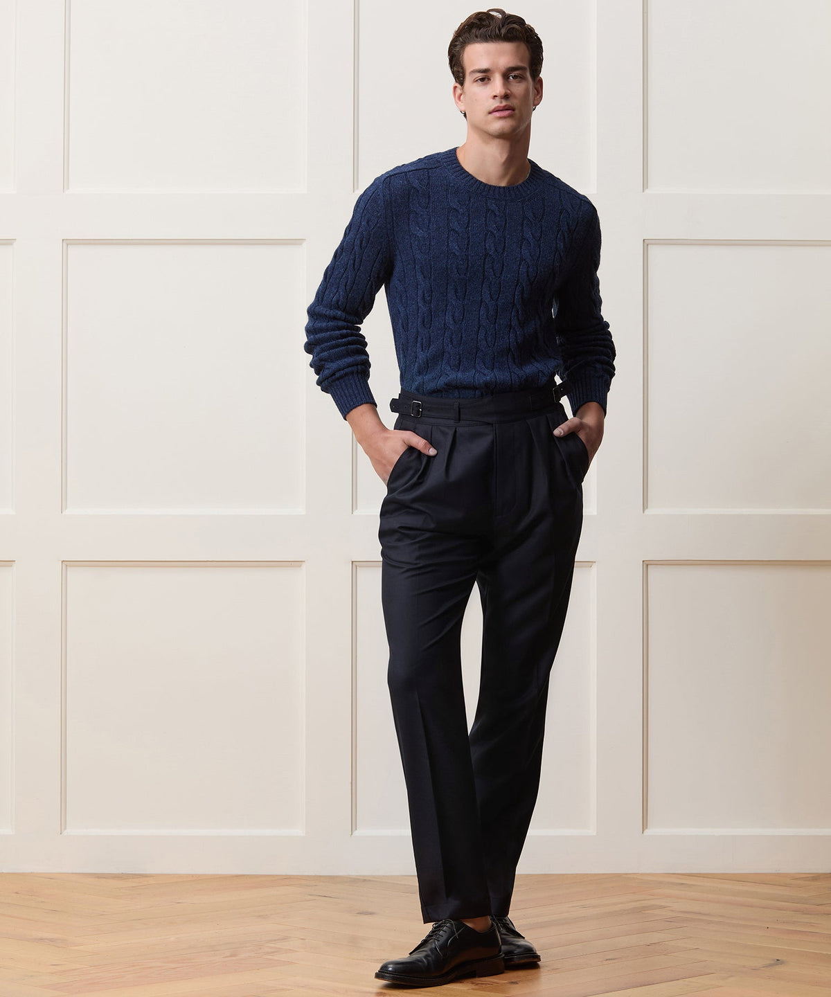 Italian Flannel Gurkha Trouser - Navy