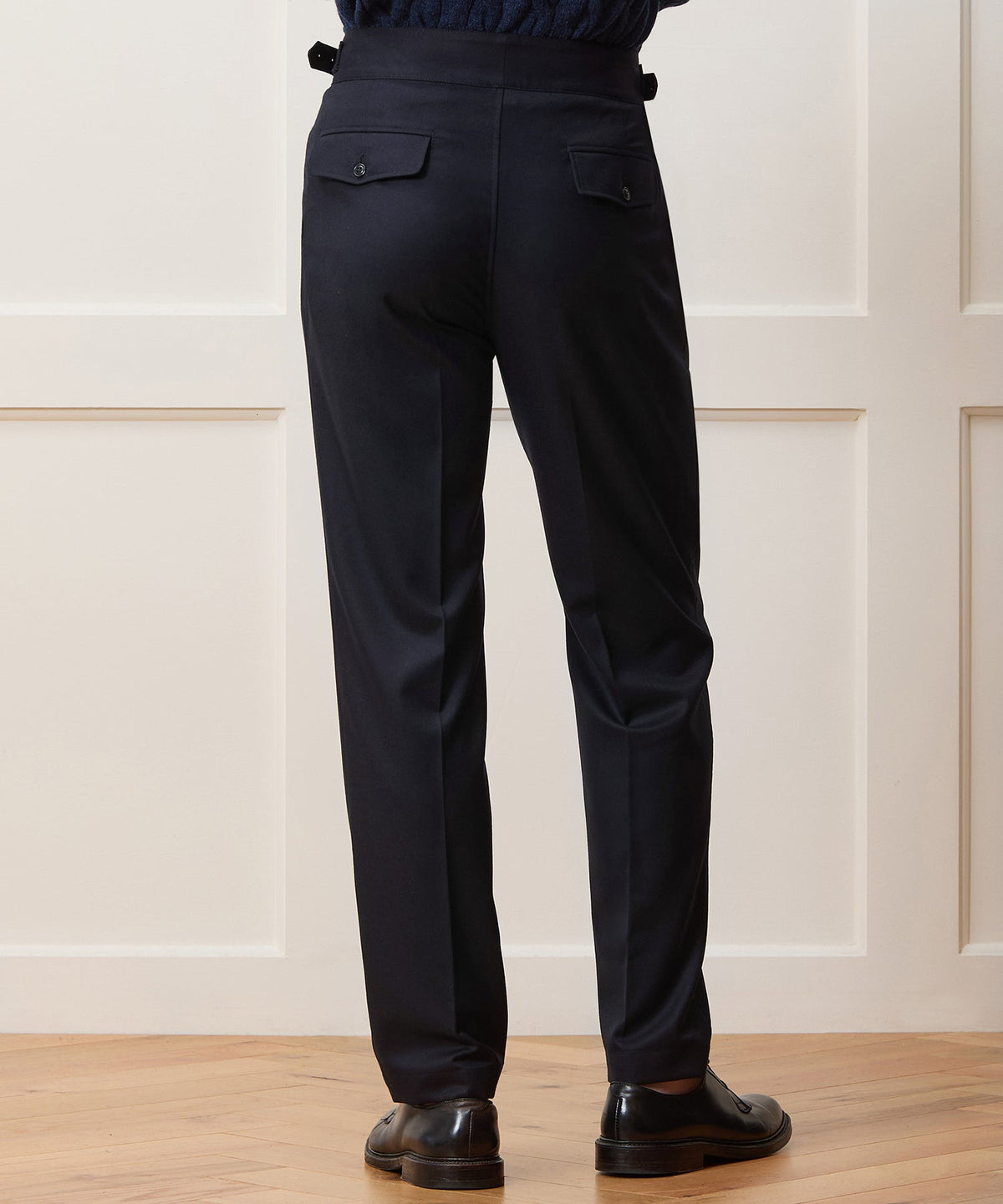 Italian Flannel Gurkha Trouser - Navy