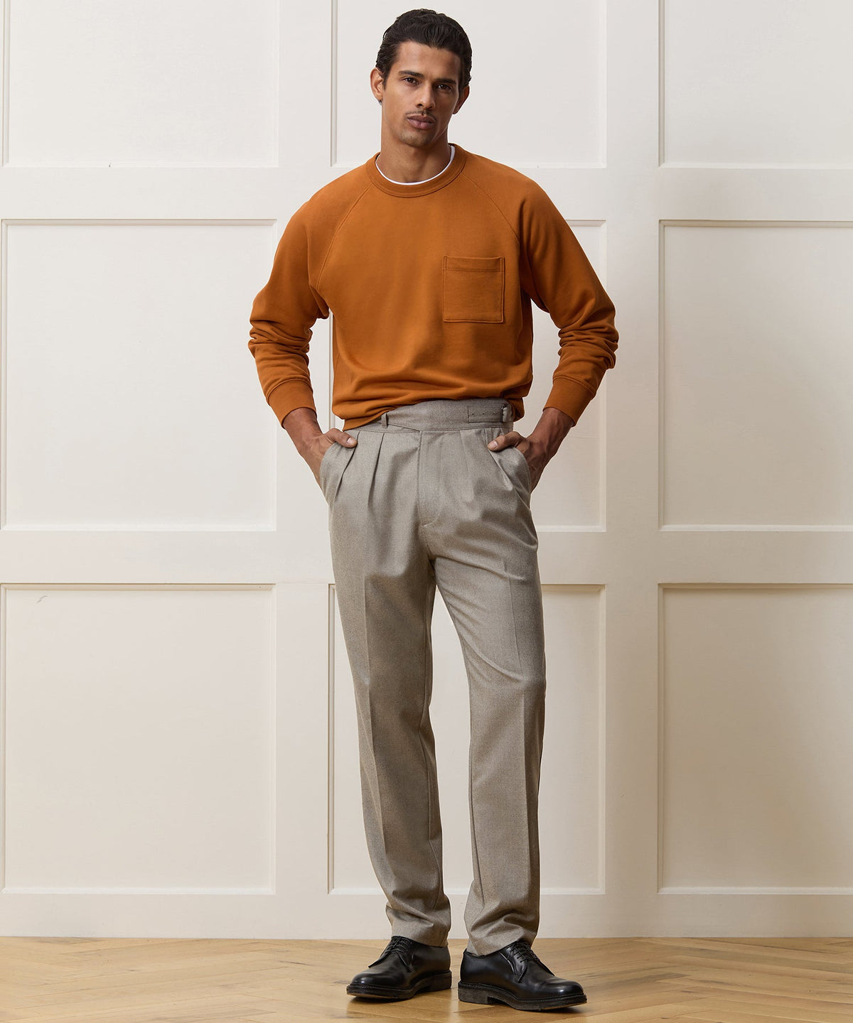 Italian Flannel Gurkha Trouser - Taupe