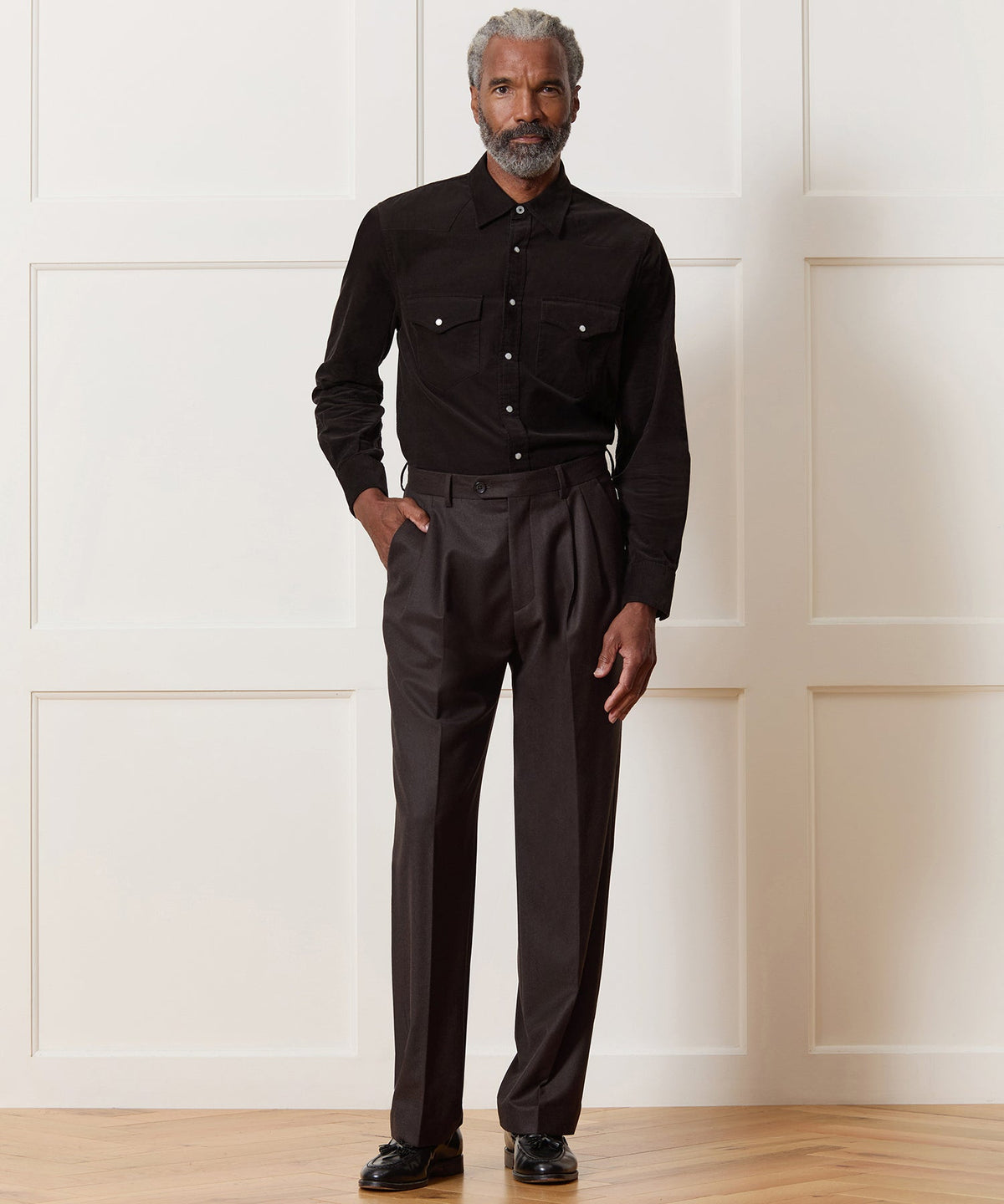 Corduroy Western Shirt - Caviar