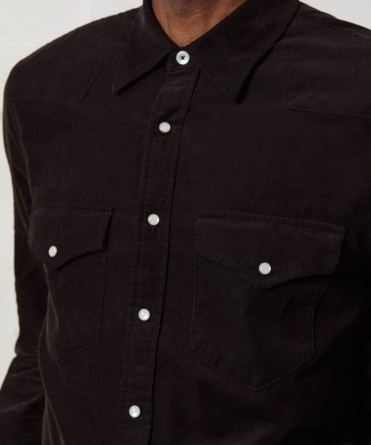 Corduroy Western Shirt - Caviar