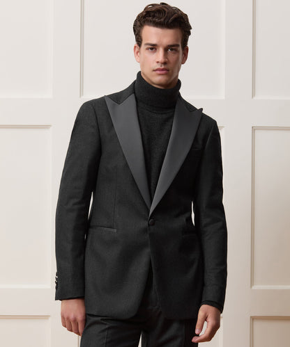 Italian Flannel Tuxedo Jacket - Charcoal