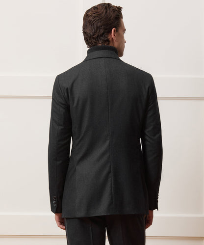 Italian Flannel Tuxedo Jacket - Charcoal