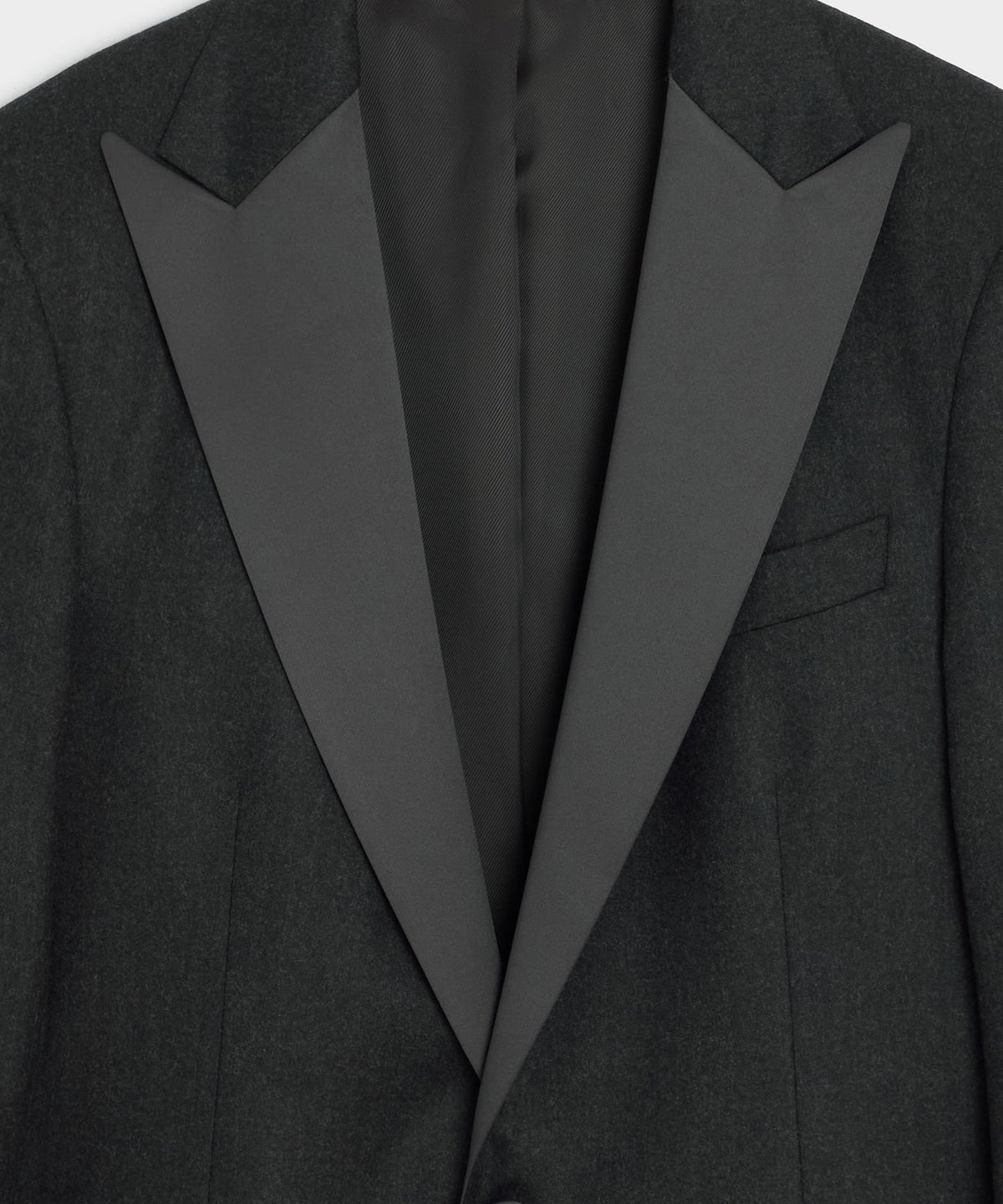 Italian Flannel Tuxedo Jacket - Charcoal