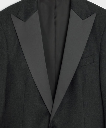 Italian Flannel Tuxedo Jacket - Charcoal