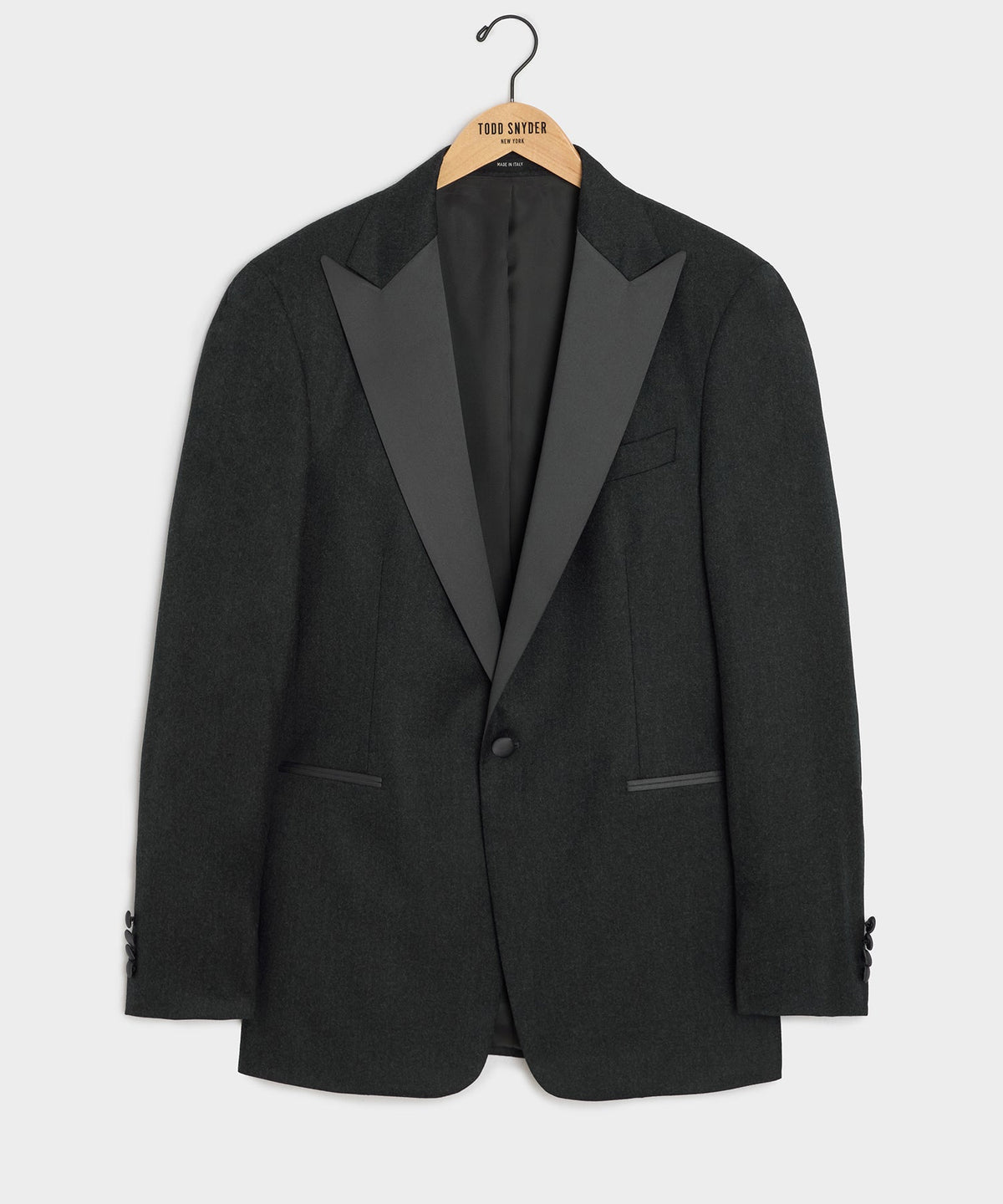 Italian Flannel Tuxedo Jacket - Charcoal