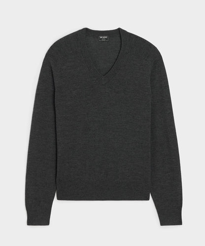 Merino V-Neck Sweater - Charcoal