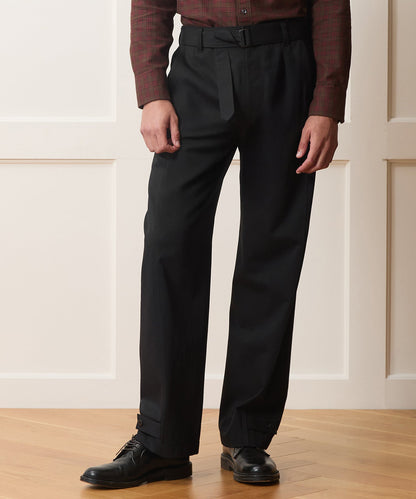 Italian Belted Barrel Pant - Black