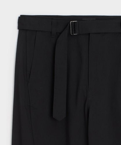 Italian Belted Barrel Pant - Black