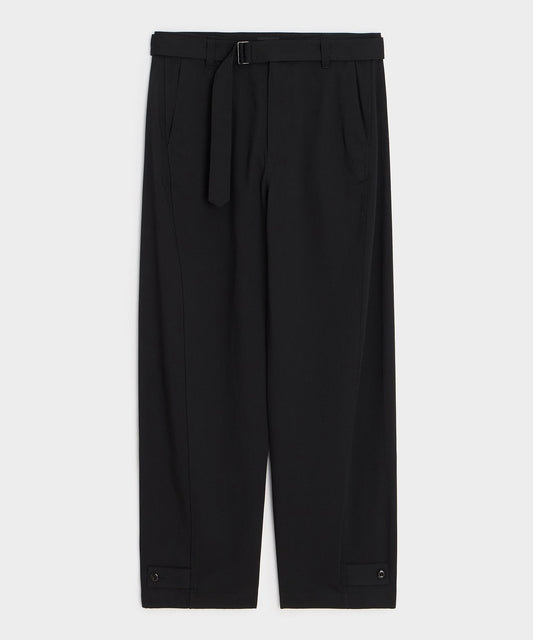 Italian Belted Barrel Pant - Black