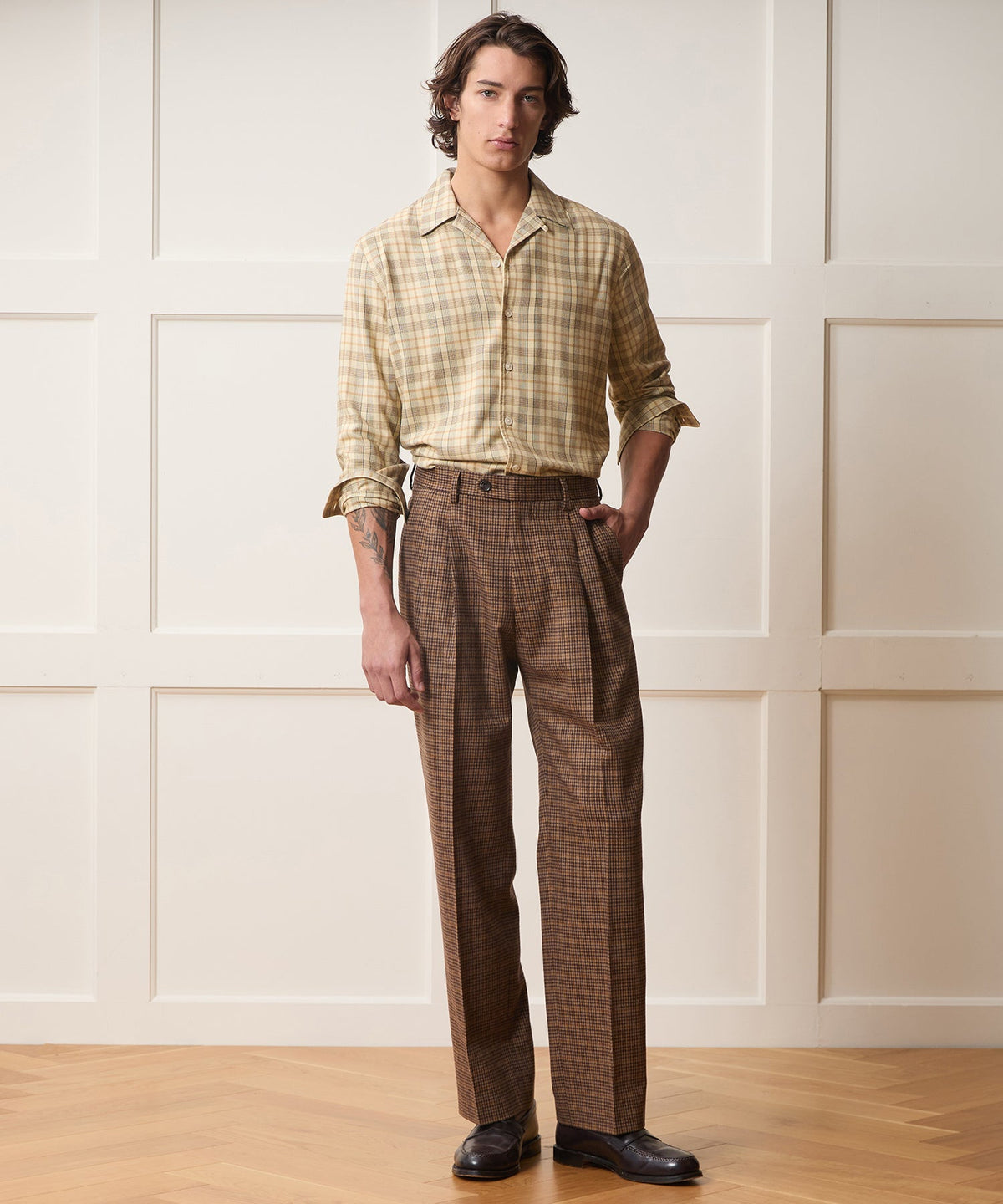 Italian Guncheck Wythe Trouser - Orange