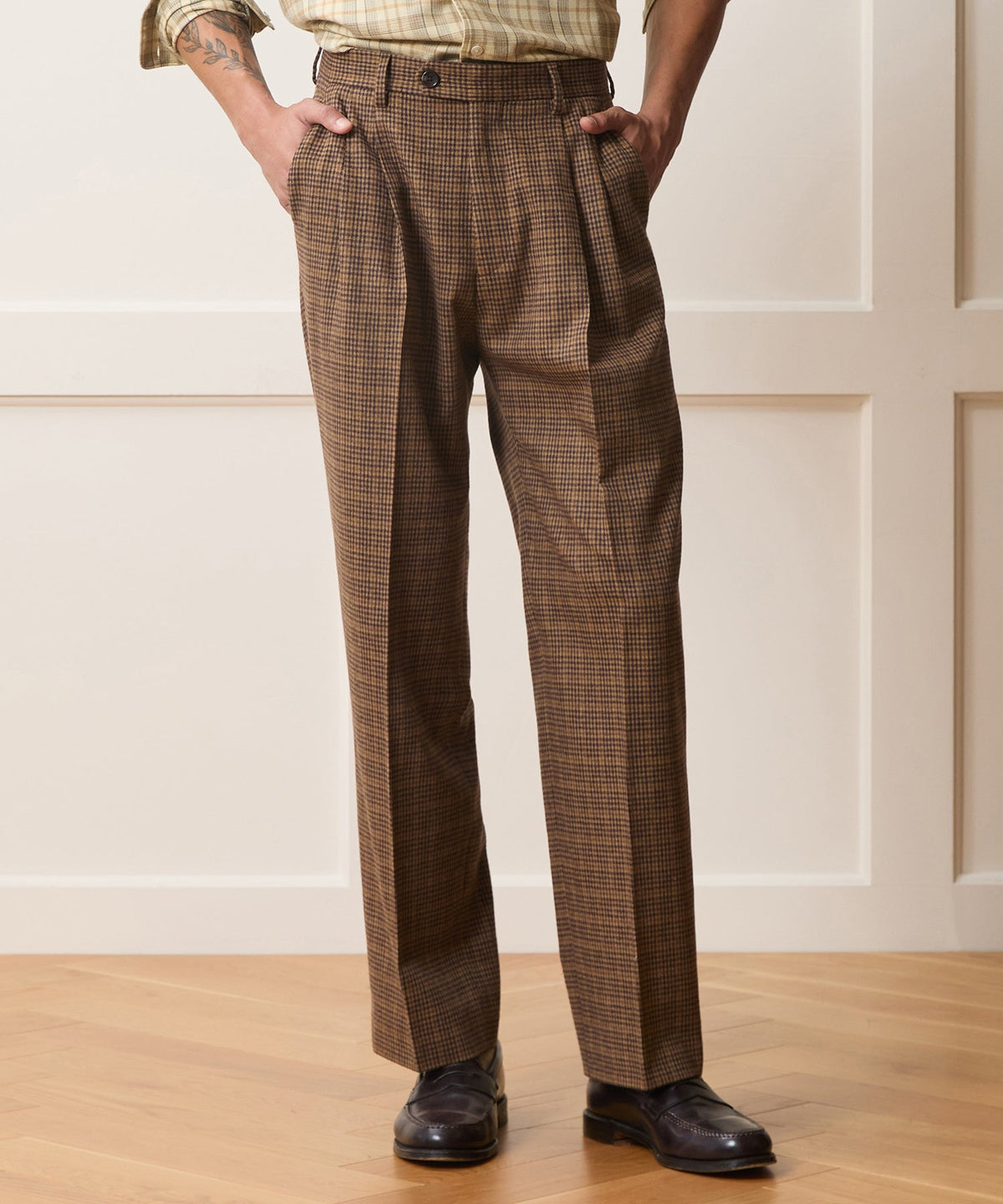 Italian Guncheck Wythe Trouser - Orange