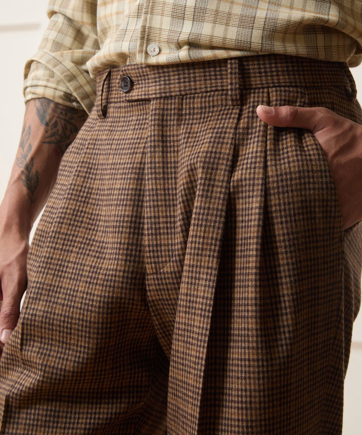 Italian Guncheck Wythe Trouser - Orange