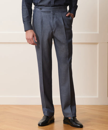Italian Cashmere Side Tab Trouser - Indigo