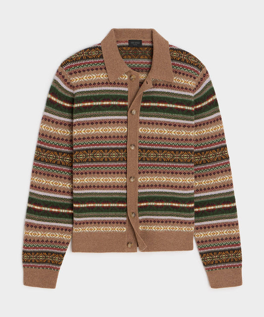 Fair Isle Sweater Polo - Camel