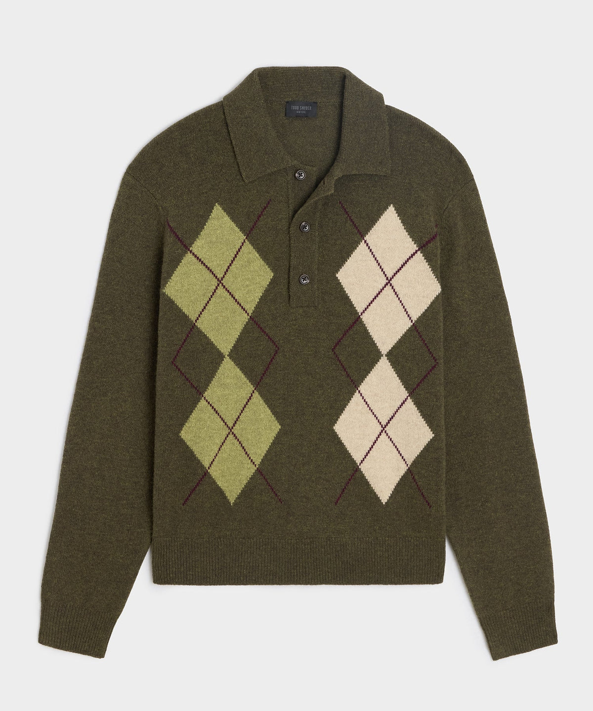 Argyle Sweater Polo - Olive