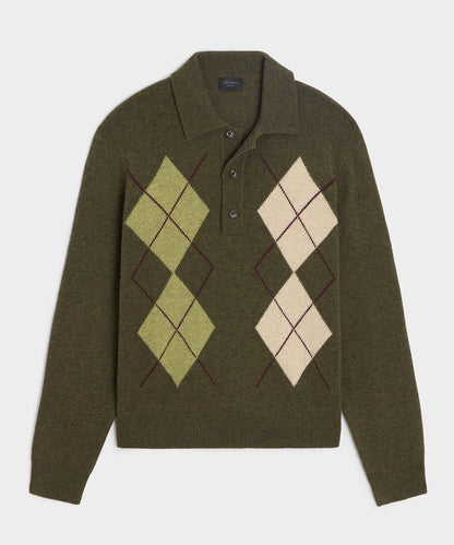 Argyle Sweater Polo - Olive