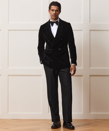 Italian Velvet Double-Breasted Dinner Jacket - Black