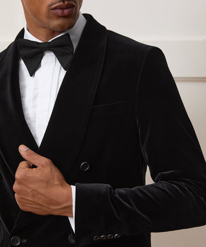 Italian Velvet Double-Breasted Dinner Jacket - Black