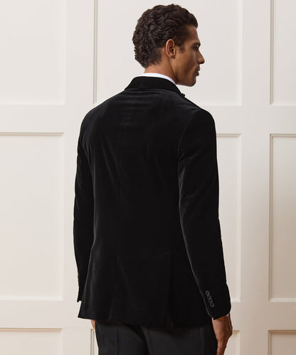 Italian Velvet Double-Breasted Dinner Jacket - Black