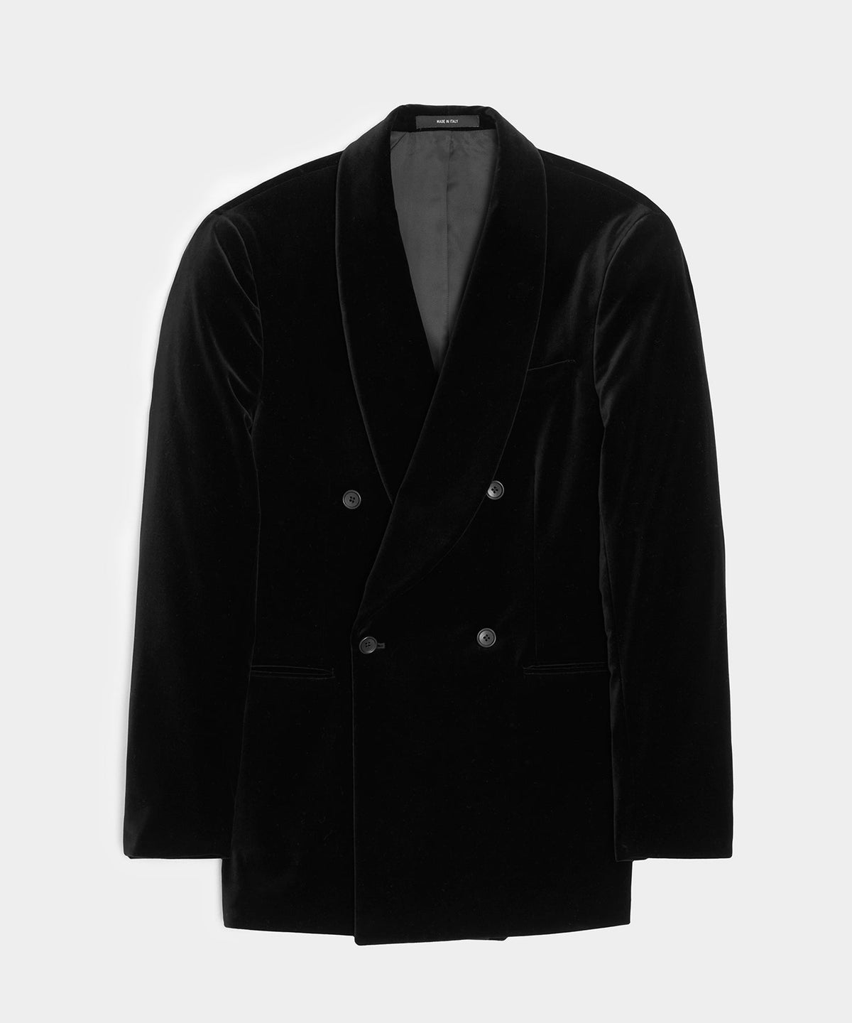Italian Velvet Double-Breasted Dinner Jacket - Black
