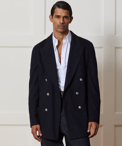 Italian Cashmere Double-Breasted Wythe Jacket - Navy