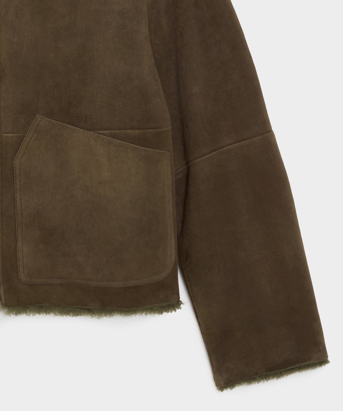 Italian Shearling Aviator Jacket - Olive