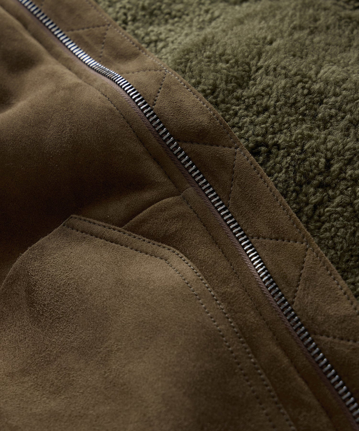 Italian Shearling Aviator Jacket - Olive