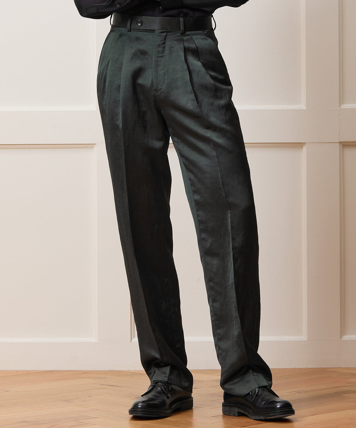 Italian Satin Wythe Trouser - Emerald Green