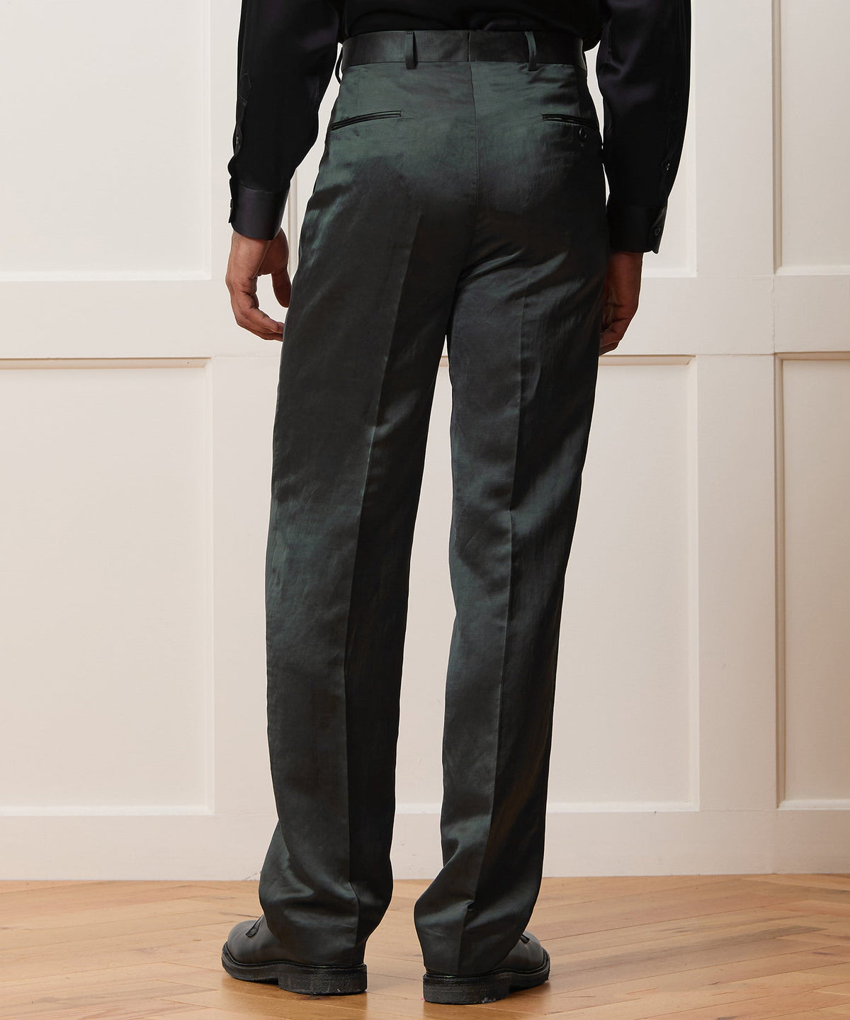 Italian Satin Wythe Trouser - Emerald Green